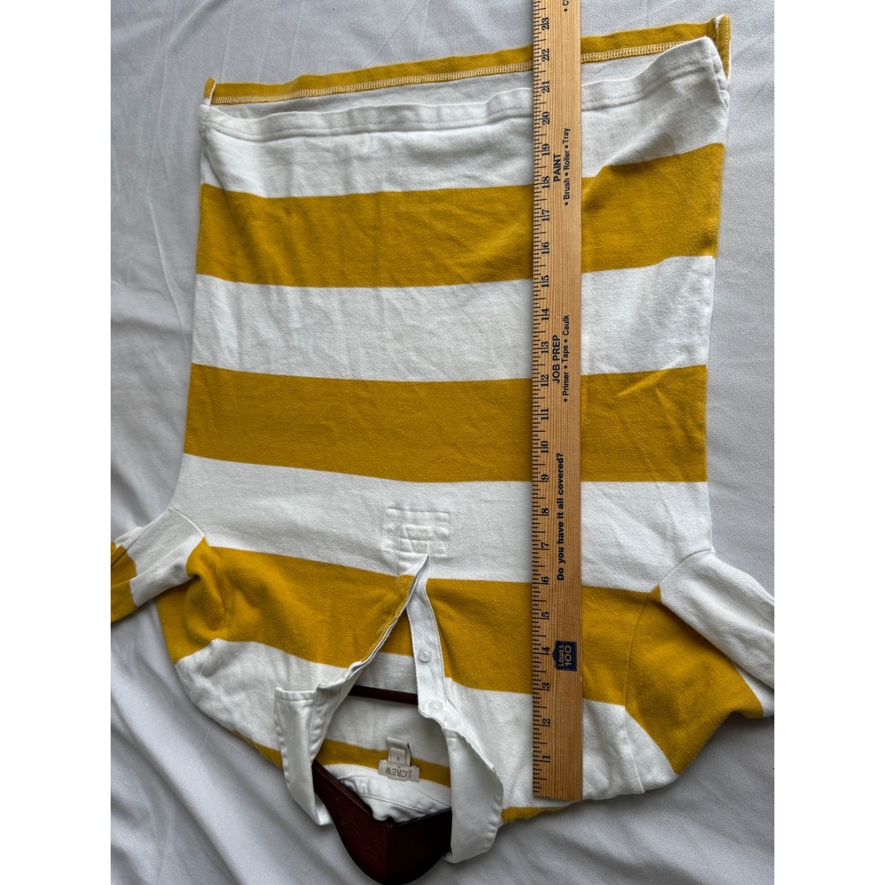 J.Crew Womens Striped Rugby Shirt Mustard Yellow White Preppy Size Medium boxy - Picture 8 of 8